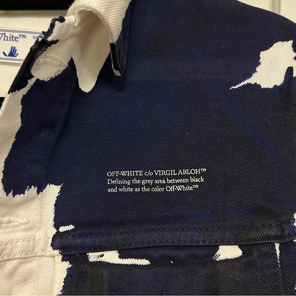 Off-White Blue and White Patterned Jacket - image 2